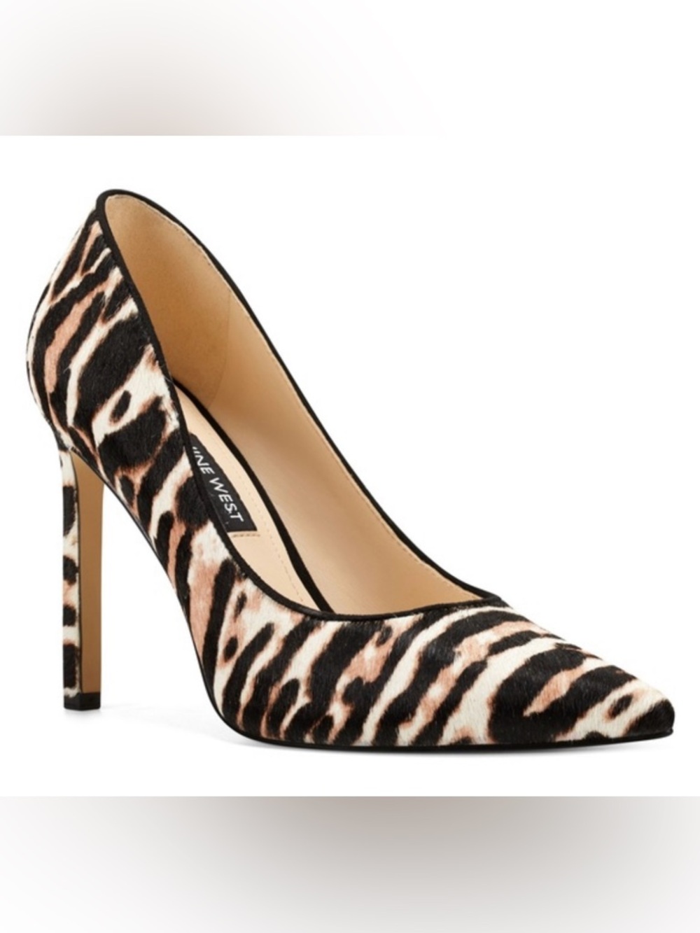 Nine West Leopard-Print Pointed Pump in Black & Cream